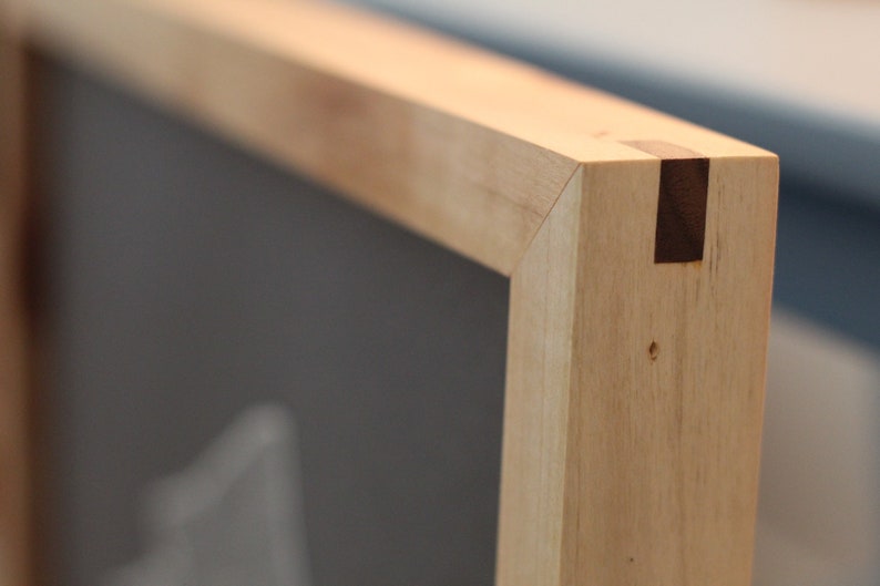 Handmade Solid Maple Picture Frame, plus Acrylic Glass, Pre-Installed Hardware, Tabs, and Backing