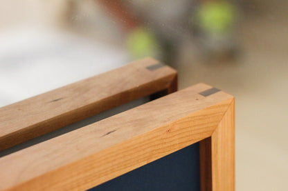Handmade Solid Cherry Picture Frame, plus Acrylic Glass, Pre-Installed Hardware, Tabs, and Backing