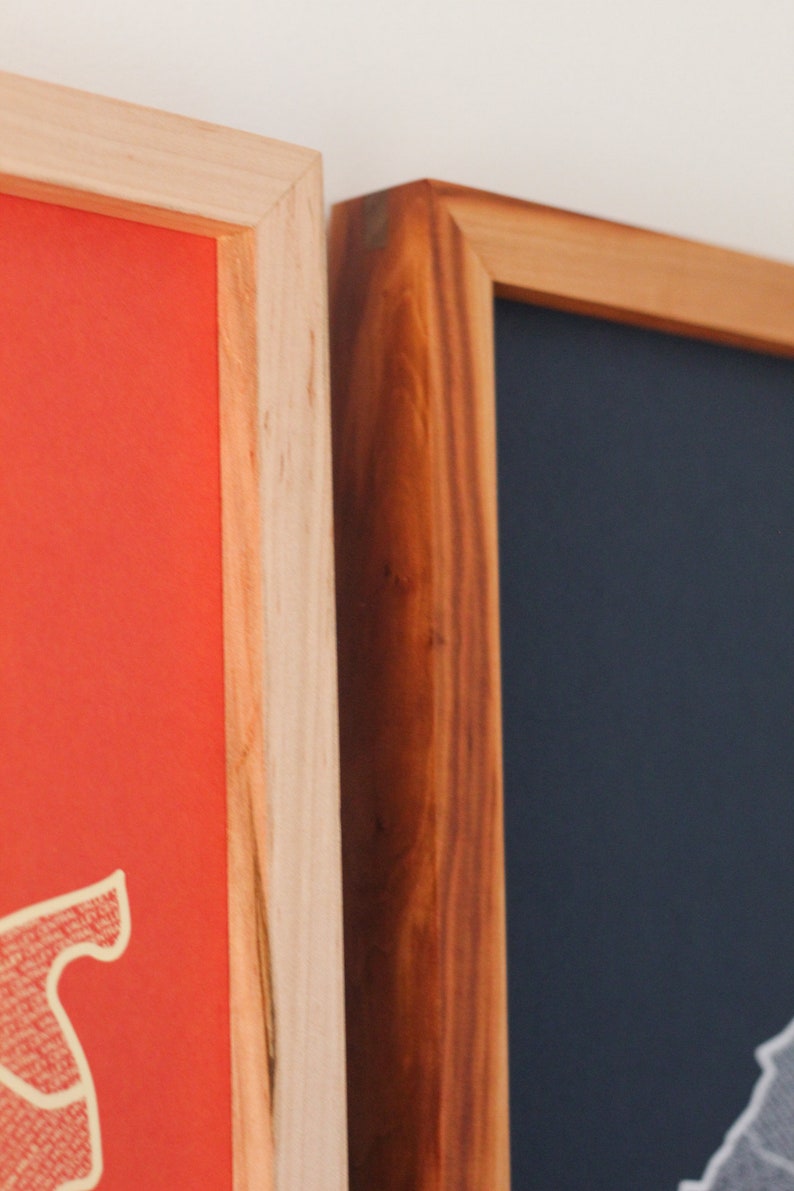 Handmade Solid Cherry Picture Frame, plus Acrylic Glass, Pre-Installed Hardware, Tabs, and Backing