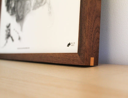 Handmade Solid Walnut Picture Frame, plus Acrylic Glass, Pre-Installed Hardware, Tabs, and Backing