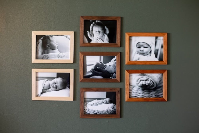 Handcrafted Wood Picture Magnet Frame: Walnut, Maple, Cherry, Oak