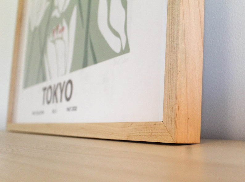 Handmade Solid Maple Picture Frame, plus Acrylic Glass, Pre-Installed Hardware, Tabs, and Backing