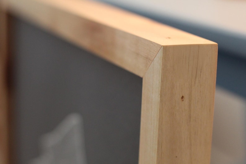 Handmade Solid Maple Picture Frame, plus Acrylic Glass, Pre-Installed Hardware, Tabs, and Backing