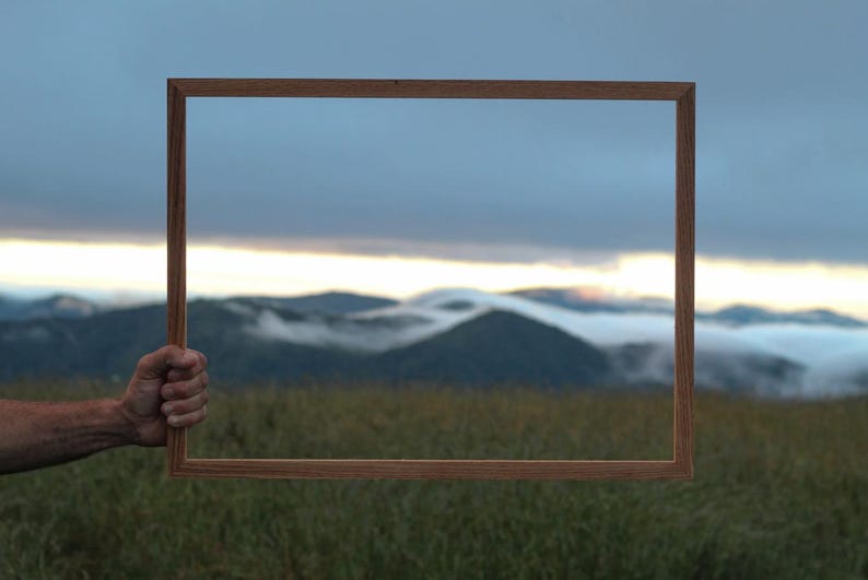 Handmade Solid White Oak Picture Frame, plus Acrylic Glass, Pre-Installed Hardware, Tabs, and Backing